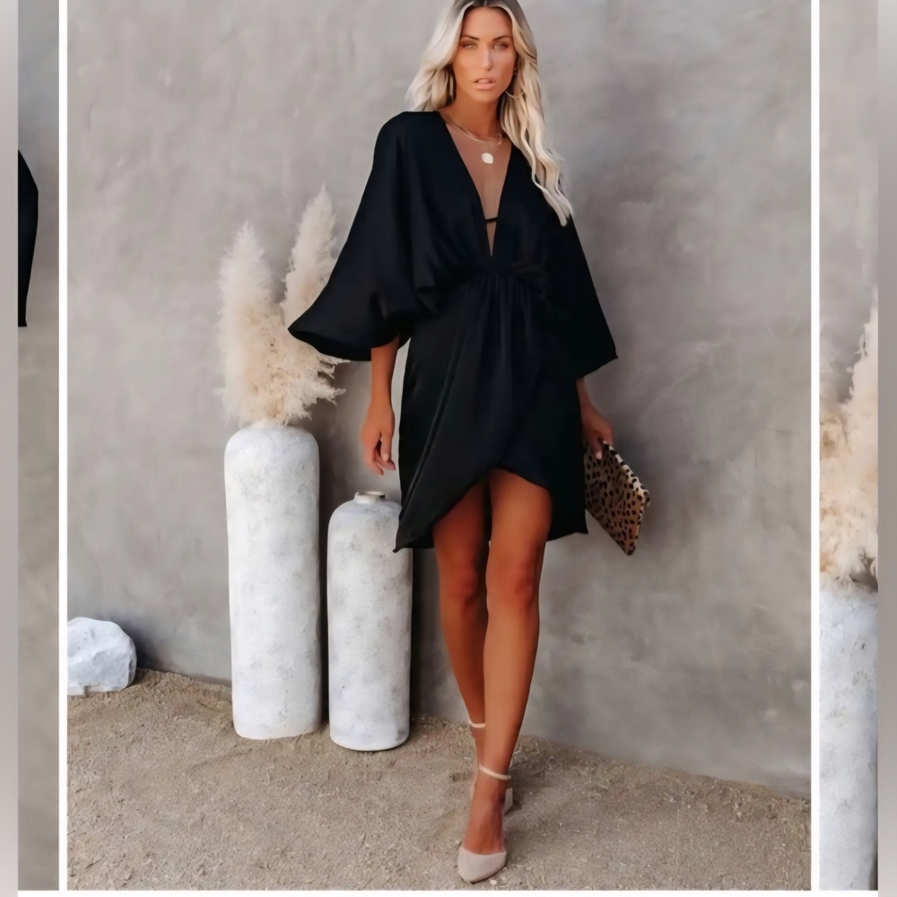 Vici Black Wrap Mini Dress